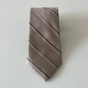 Michael Kors Tan Silk Tie with Brown Stripes